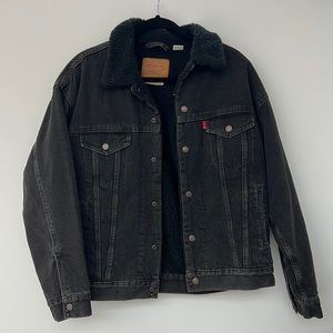Levi’s black Sherpa shearling denim jacket